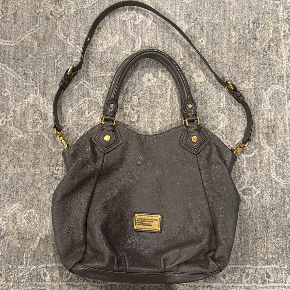 Marc By Marc Jacobs Charcoal Leather Tote with Gold Details - Mint Condition